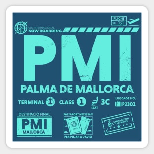 Vintage Palma de Mallorca PMI Airport Code Travel Day Retro Travel Tag Sticker